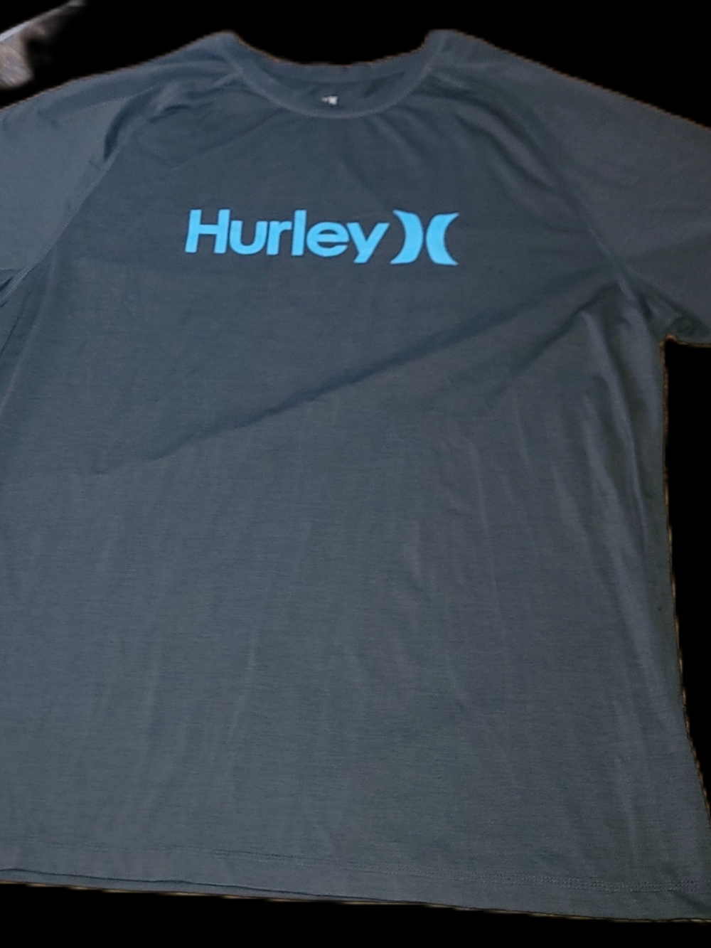 Hurley Black Short Sleeve Tee with Light Blue Logo XL
